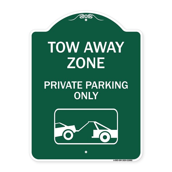 Signmission Tow Away Zone Private Parking With Car TowingHeavy-Gauge Aluminum Sign, 18" x 24", GW-1824-22802 A-DES-GW-1824-22802 - main